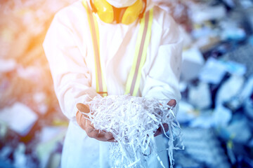 Waste processing plant. Technological process plastic bottles at the factory for processing and...