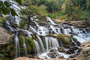 Naklejka na ściany i meble Mae Ya waterfall at Doi Inthanon national park, Chom Thong District,Chiang Mai Province, Thailand 