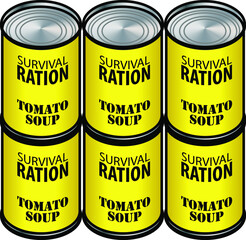 Six tins of beans - good survival rations!