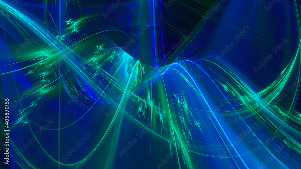 Poster abstract digital technology background. dynamic lines composition. detailed generative fractal graph