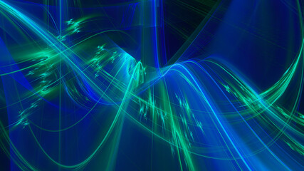 Abstract digital technology background. Dynamic lines composition. Detailed generative fractal graphics.
