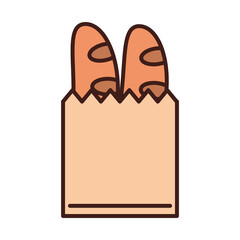 breakfast paper bag with bread baguette line and fill style