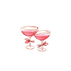 clipart of two rose wine glasses