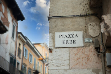 Fototapeta na wymiar Verona, Veneto Region, Italy Piazza delle Erbe.