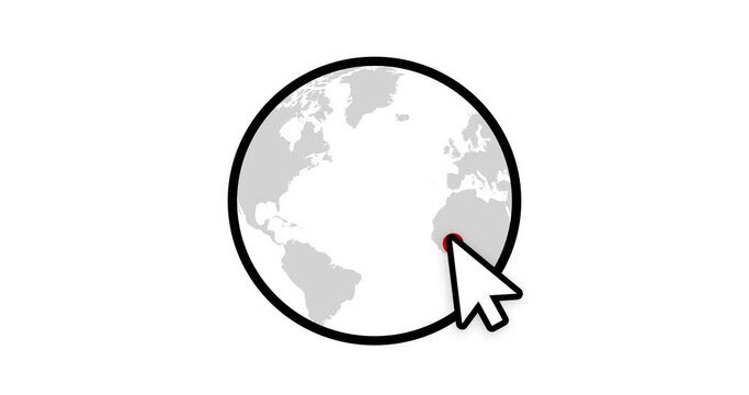 2d animation of Cursor click on the globe. 