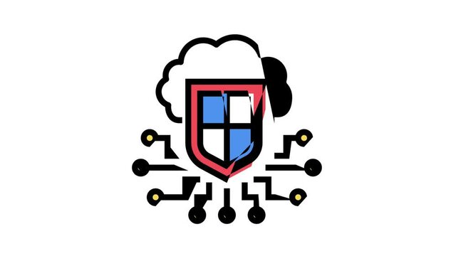 electonic cloud protection animated color icon. electonic cloud protection sign. isolated on white background