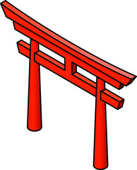 A Japanese torii (bird perch) gate.