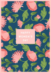 International Women s Day. Vector template with beautiful flowers for card, poster, flyer and other