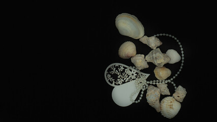 Valentines romantic card wishes various colours seashells pearls and flowers