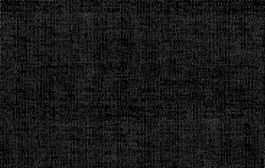 Distressed fabric texture. Vector texture of weaving fabric. Grunge background. Abstract halftone vector illustration. Overlay for interesting effect and depth. Black isolated on white background.
