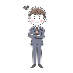 腕組みをして困っているビジネスマンのイラスト