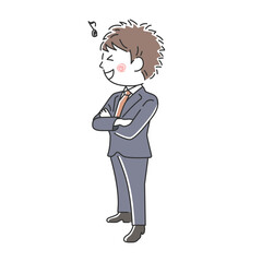 Obraz premium 腕組みをする笑顔のビジネスマンのイラスト