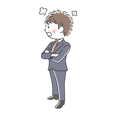 腕組みをして怒っているビジネスマンのイラスト