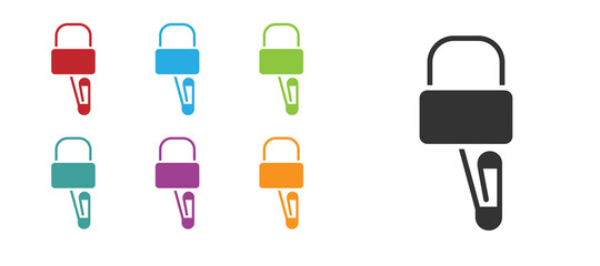 Black Lockpicks or lock picks for lock picking icon isolated on white background. Set icons colorful. Vector Illustration.