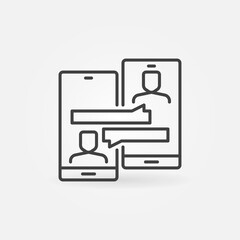 Online Communication with Smartphone outline vector concept icon or design element