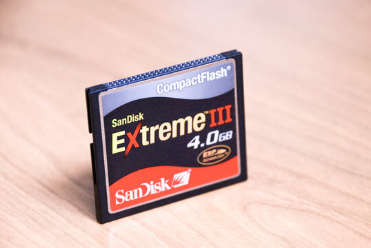 CompactFlash memory for camera use technological device to record and read digital files. 