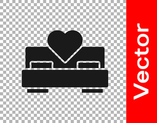 Black Bedroom icon isolated on transparent background. Wedding, love, marriage symbol. Bedroom creative icon from honeymoon collection. Vector.