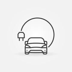 EV with Round Cable and Plug linear vector concept icon or logo element