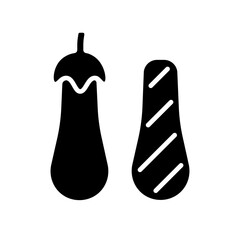 Grilled eggplant glyph icon. Barbecue and grill