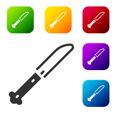 Black Knife icon isolated on white background. Cutlery symbol. Set icons in color square buttons. Vector.