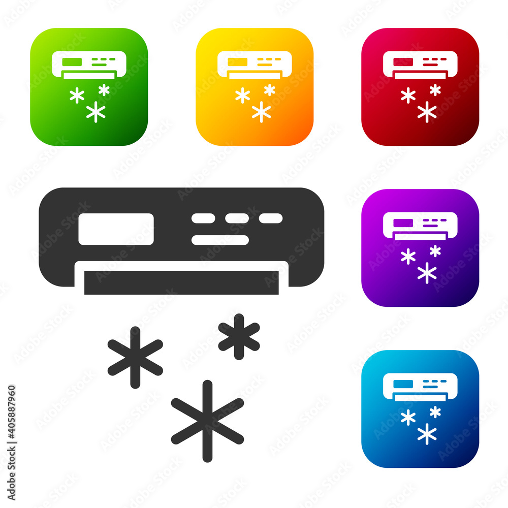 Canvas Prints Black Air conditioner icon isolated on white background. Split system air conditioning. Cool and cold climate control system. Set icons in color square buttons. Vector.