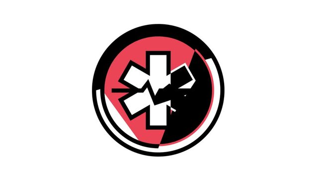 emergency ambulance hospital sign animated color icon. emergency ambulance hospital sign sign. isolated on white background