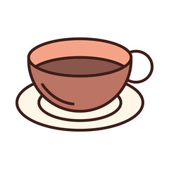 breakfast coffee cup on saucer line and fill style