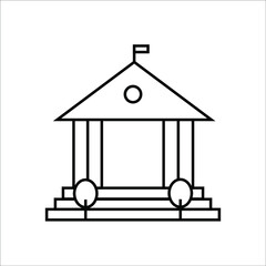 black building icon on white background, vector illustration