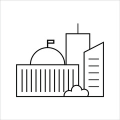 black building icon on white background, vector illustration