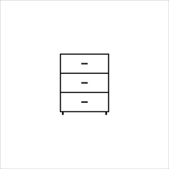 black bedside table icon on white background, vector illustration