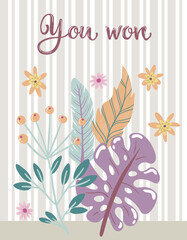 Vector Set of different plants isolated on white. Flowers and leaves collection for creating branding projects, logos, handmade craft items, web pages, magazine illustrations,