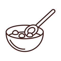 breakfast cereal in bowl with spoon line style