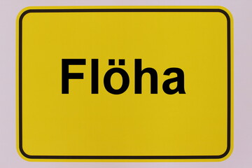 Illustration eines Stadteingangsschildes der Stadt Flöha