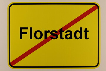 Illustration eines Stadtausgangsschildes der Stadt Florstadt