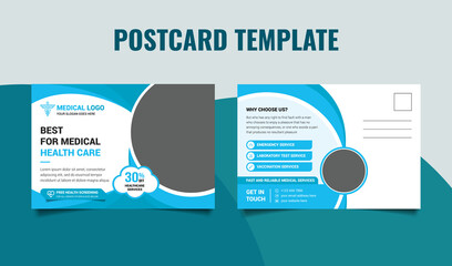 Medical health care postcard template design