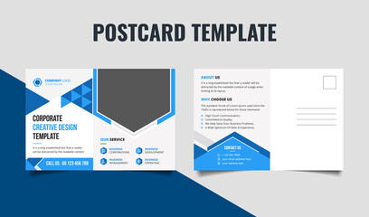 Creative corporate business blue postcard template design