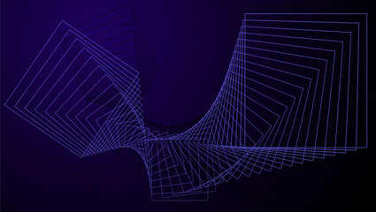 Abstract geometric background. Dark blue figures on a black background.