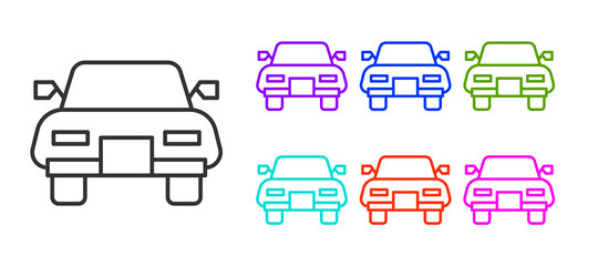 Black line Car icon isolated on white background. Set icons colorful. Vector.