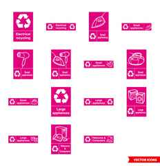 Electrical recycling signs icon set of color types. Isolated vector sign symbols. Icon pack.