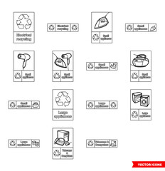Electrical recycling signs icon set of outline types. Isolated vector sign symbols. Icon pack.