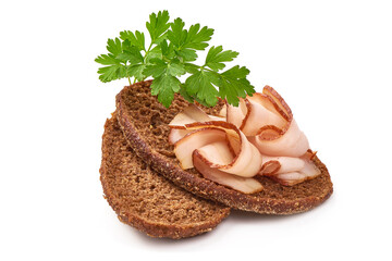 Sandwich with lard, isolated on white background