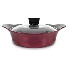 Pot for cooking or soup, covered with a transparent glass lid