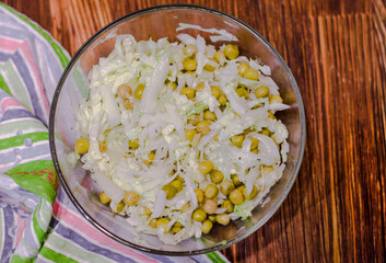 Cabbage and pea salad