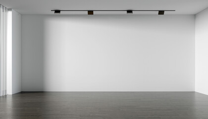 Empty wall mock up in Scandinavian style interior. Minimalist interior design. 3D illustration

