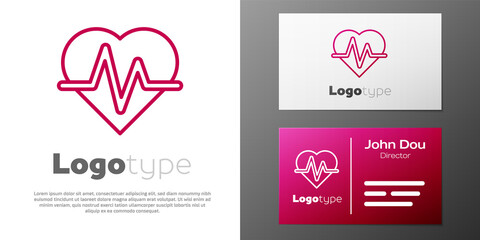 Logotype line Heart rate icon isolated on white background. Heartbeat sign. Heart pulse icon. Cardiogram icon. Logo design template element. Vector.