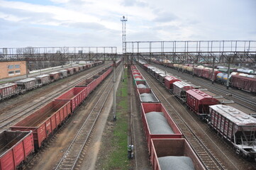 Freight train on railway