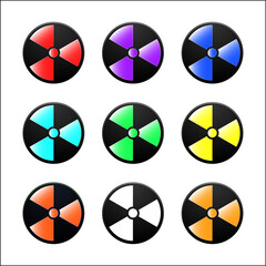 Set of colored radiation icons vector illustration	