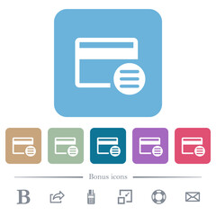 Credit card options flat icons on color rounded square backgrounds