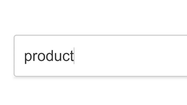 Searching For Product Review in Search Bar Screen View. Online Network Website Search Box. Searching The World Wide Web Internet on a Computer. Typing Into Search Engine Box Viewpoint of Monitor Scree