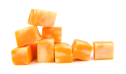 Cubes of Colby Cheese isolated on white